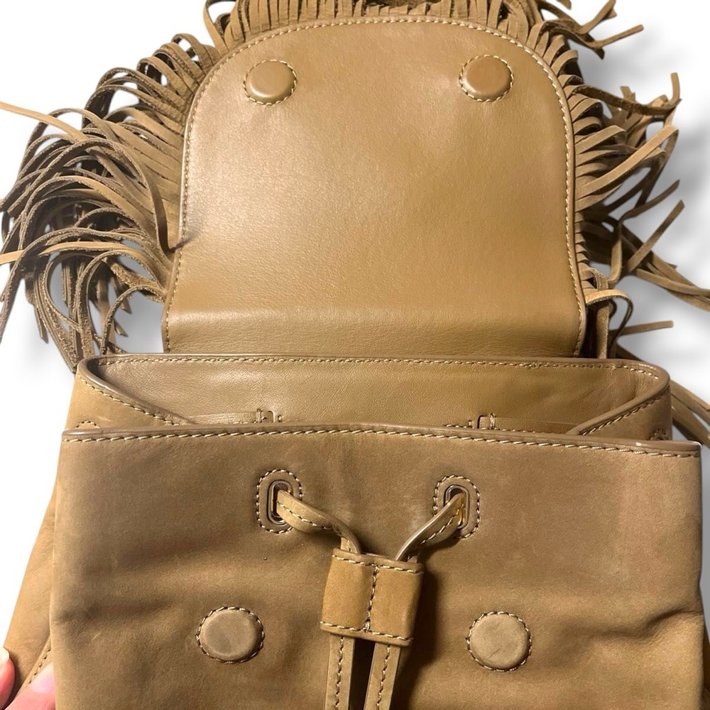Tory Burch Harper Fringe Mini Backpack Suede "Otter Brown" or Tan Funky Cowgirl - Picture 7 of 9